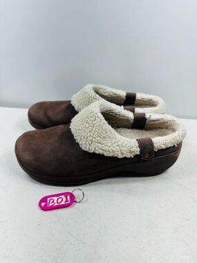Merrell Encore Ice Slide Q2 Clog Sz  8 Womens Brown Espresso Fleece Mules